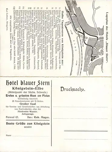 Königstein Elbe - Hotel blauer Stern - Klappkarte -229172