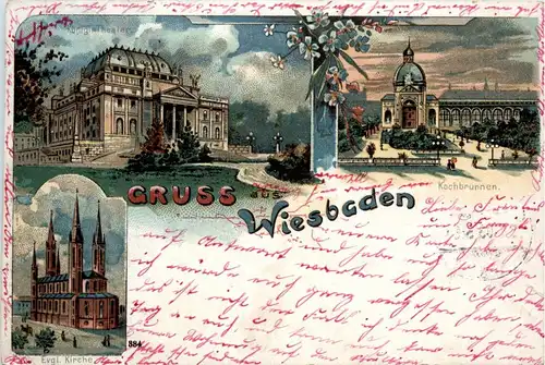 Gruss aus Wiesbaden - Litho -229380