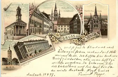 Gruss aus Ansbach - Litho -229810
