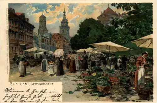 Gemüsemarkt Stuttgart - Litho -229624