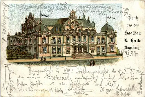 Gruss aus Augsburg - Saalbau - Litho -229824