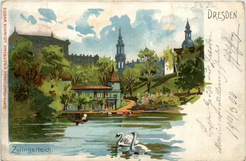 Dresden - Zwingerteich - Litho -228640