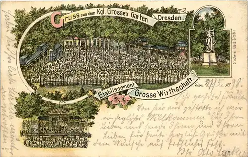 Gruss aus dem Kgl Grossen Garten Dresden - Litho -228758