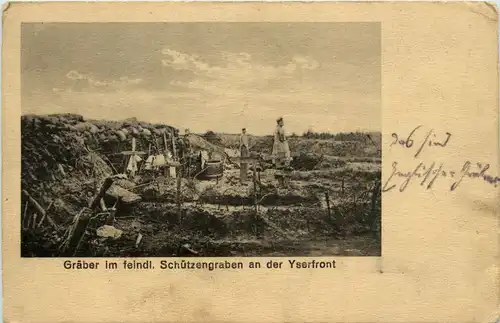 Gräber im feindl. Schützengraben an der Yserfront -228914