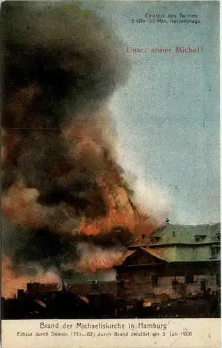 Hamburg - Brand der Michaeliskirche 1906 -230700