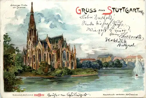 Gruss aus Stuttgart - Litho -229612
