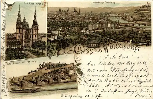 Gruss aus Würzburg - Litho -229814