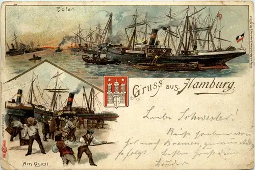 Gruss aus Hamburg - Litho -231658