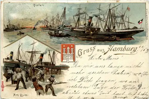 Gruss aus Hamburg - Litho -231656