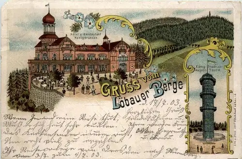 Gruss vom Löbauer Berge - Litho -262426