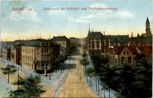 Zwickau - Blick nach der Bahnhof und Reichenbachstrasse -262290