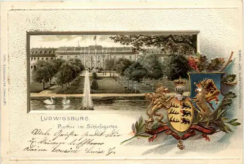 Ludwigsburg - Partie im Schlossgarten - Litho -264582
