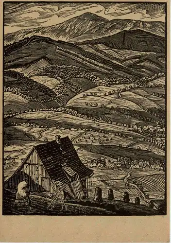 Riesengebirge mit Schneekoppe - Künstlerkarte Bodo Zimmermann -262486