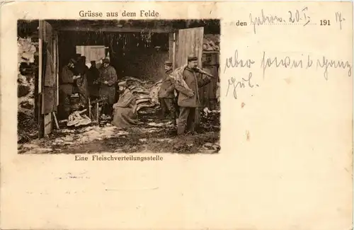 Grüsse aus dem felde - Eine Fleischverteilungsstelle -264602