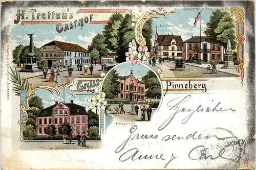 Gruss aus Pinneberg - H. Trettaus Gasthof - Litho -265008