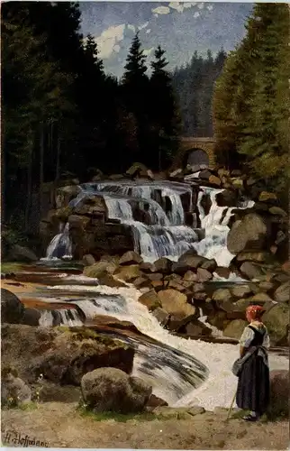 Wasserfall bei Raumünzach - Künstlerkarte H. Hoffmann -265916