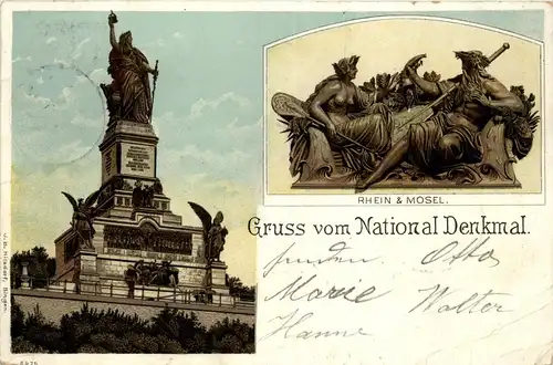 Gruss vom National Denkmal Rüdesheim - Litho -264660