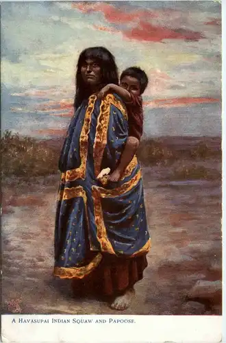 A Ravasupai Indian Squaw and Papoose -265614