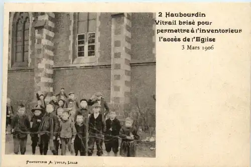 Haubourdin - Vitrail brise pour permetre a l inventorieur l acces de l Eglise 1906 -281968