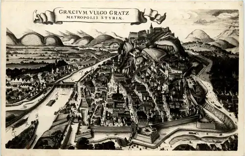 Graz/Steiermark - Graz, Alt-Graz, Ansicht d.Stadt v. Süden 1636 v. W. Hollar -315076