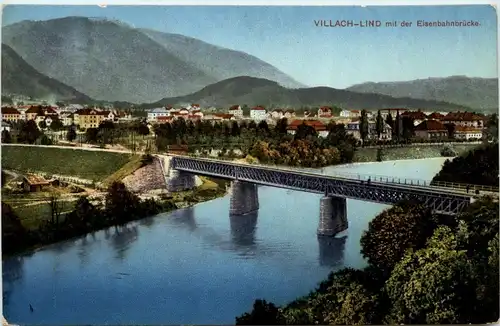Villach/Kärnten - Villach, -Lind mit der Eisenbahnbrücke -316160