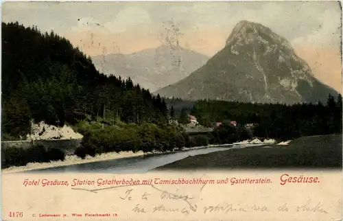 Gesäuse, Station Gstatterboden mit Tamischbachturm und gstatterstein, -315470