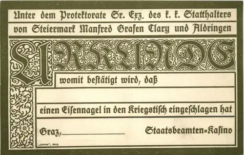 Graz/Steiermark - Graz, Kriegsjahr 1914 Statthalterkarte -315902