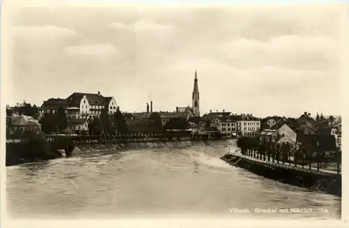 Villach/Kärnten - Villach, Draukai mit Nikolaikirche -316136