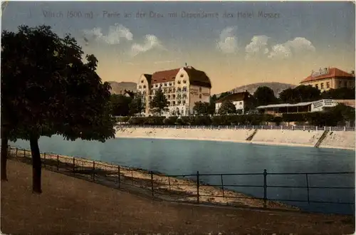 Villach/Kärnten - Villach, Partie an der Drau mit Dependance des Hotel Mosser -316156