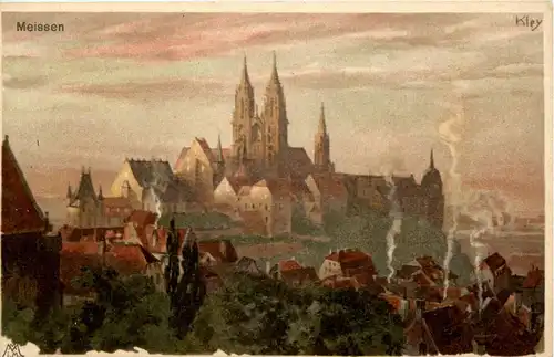 Meissen - Künstlerkarte sign Kley - Litho -243332