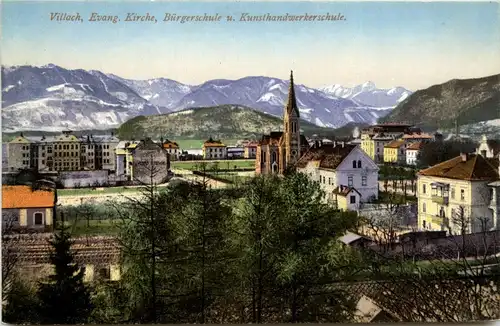 Villach/Kärnten - Villach, Evang. Kirche, Bürgerschule und Kunsthandwerkerschule -316148