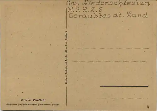 Breslau - Sandinsel - Holzschnitt von Bodo Zimmermann -284236