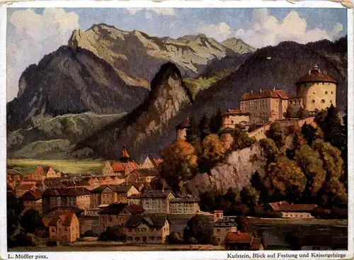 Kufstein/Tirol - Kufstein, Blick auf Festung und Kaisergebirge -317814