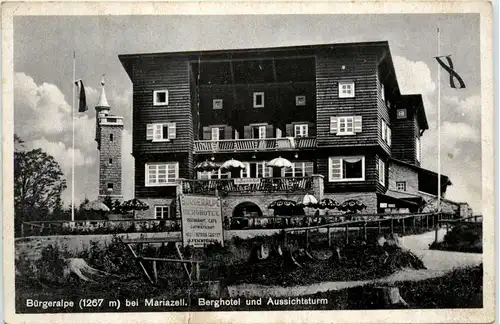 Mariazell, Bürgeralpe, Berghotel und Aussichtsturm -317924