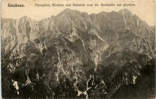 Gesäuse: Planspitze, Hochtor und Ödstein vom Gr. Buchstein aus gesehen -316776