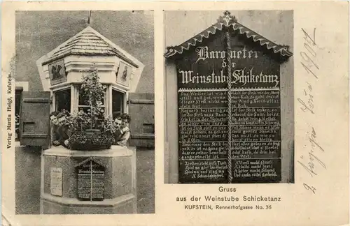 Kufstein/Tirol - Kufstein, Gruss aus der Weinstube Schicketanz -317812