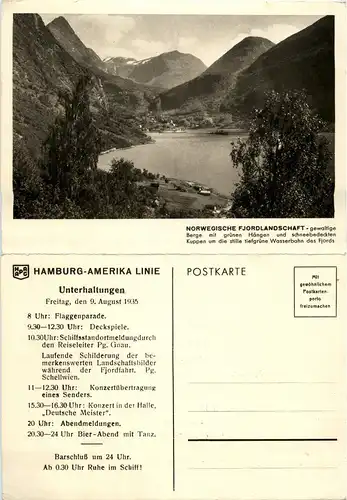 Hamburg Amerika Linie - NS Kraft durch Freude - Dampfer Oceana - Norwegen Fjorde - Speisekarte -284066