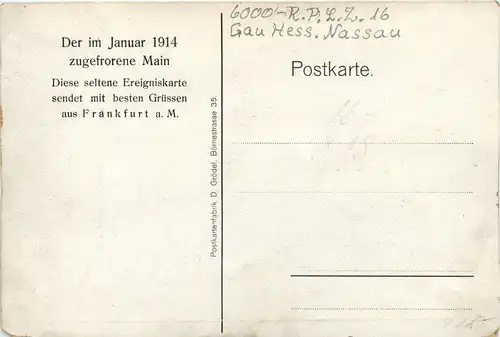 Der im Januar 1914 zugefrorene Main - Frankfurt -283960