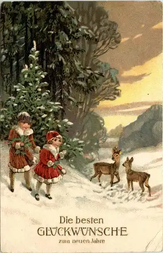 Neujahr - Kinder und Rehe -284200