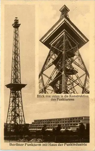 Berlin, Funkturm mit Haus der Funkindustrie, Blick von unten in die Konstruktion -318850