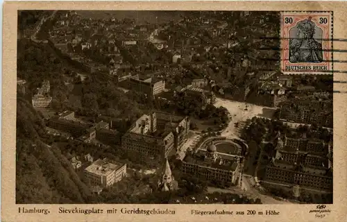 Hamburg, Sievkingplatz mit Gerichtsgebäuden - Fliegeraufnahme -318970
