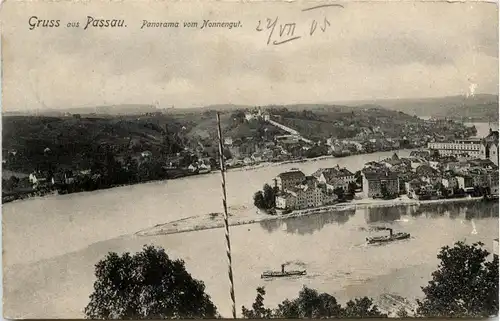 Passau/Bayern - Passau, Panorama vom Nonnengut -319350