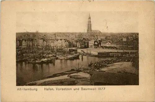 Hamburg, Alt-Hamburg - Hafen, Vorsetzen und Baumwall 1877 -319034