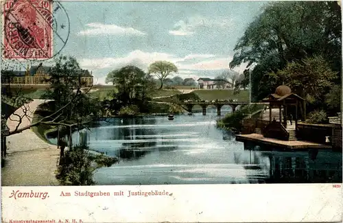 Hamburg/diverse Stadtteile - Hamburg, Am Stadtgraben mit justizgebäude -319092