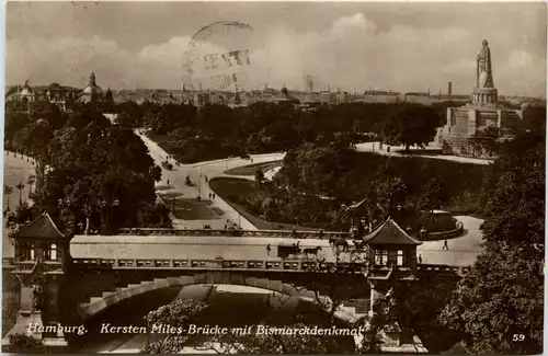 Hamburg, Kersten Miles-Brücke mit Bismarckdenkmal -319272