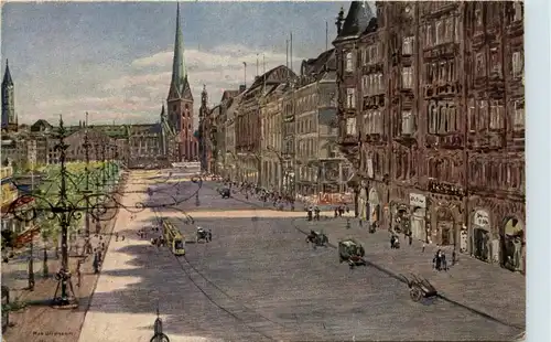 Hamburg, Jungfernstieg mit Petri- und Jcobikirche -319022