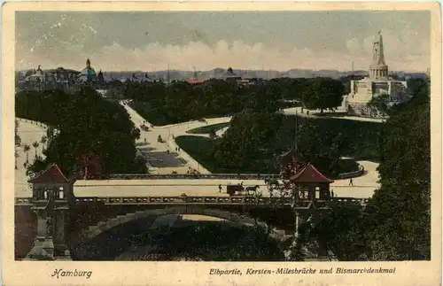 Hamburg, Elbpartie, Kersten-Milesbrücke und Bismarckdenkmal -319282