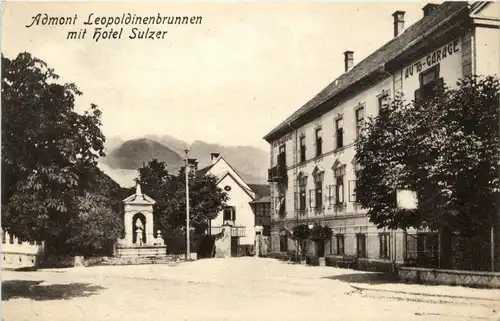 Admont: Leopoldinenbrunnen mit Hotel Sulzer -318574