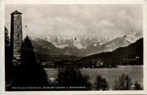 Wörthersee, Schrotturm, Blick auf Loretto und Karawanken -319768