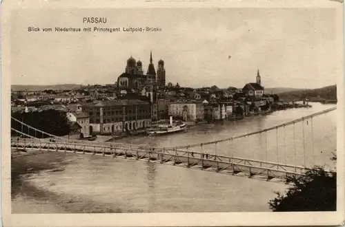 Passau, Blick vom Niederhaus mit Prinzregent Luitpold-Brücke -319422